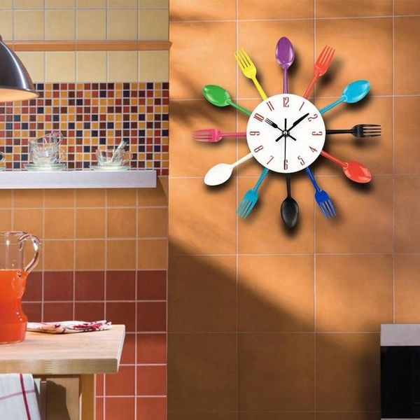 

european style simple modern household wall clock living room creative knife and fork fashion silent electronic clock lb92508