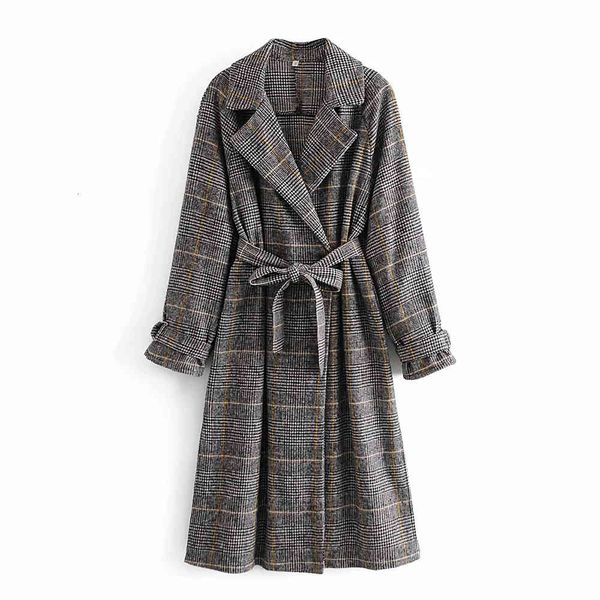

women's wool & blends xikom female turndown collar houndstooth no bragging belt long sleeve outwear vintage lady thin office outerwear, Black