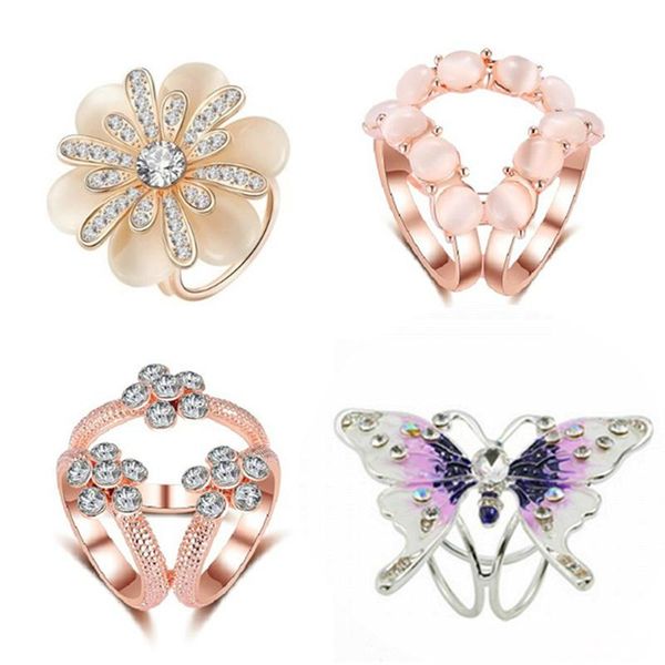 

pins, brooches fashion tricyclic flower crystal scarf holder silk brooch clips retro cat's eye stone pins jewelry, Gray