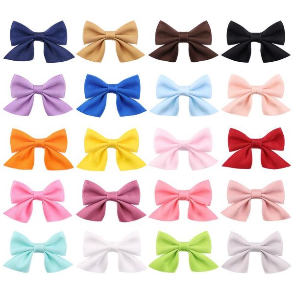 

hair accessories 30pcs/lot 3 inch solid color ribbon bow clips toddler handmade bows baby girls barrettes hairpins po pro, Slivery;white