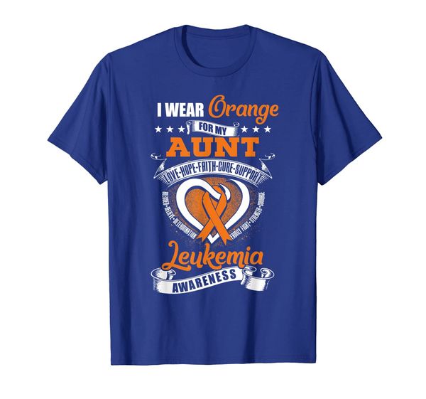 

i wear orange for my aunt leukemia awareness support shirt, White;black