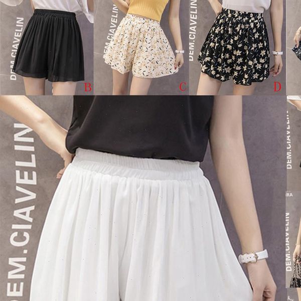 

summer shorts fashion lady large size casual beach loose short pants clothing chiffon skirts summer 2021 c12, White;black
