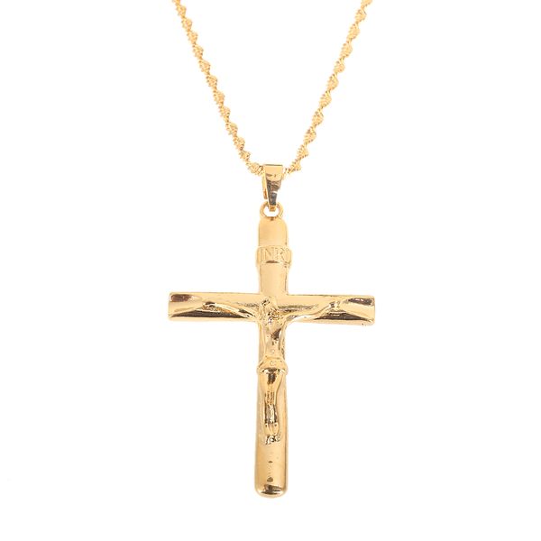 

big size cross necklace inri crucifix jesus piece pendant men gold chain catholic jewelry christmas gifts, Silver