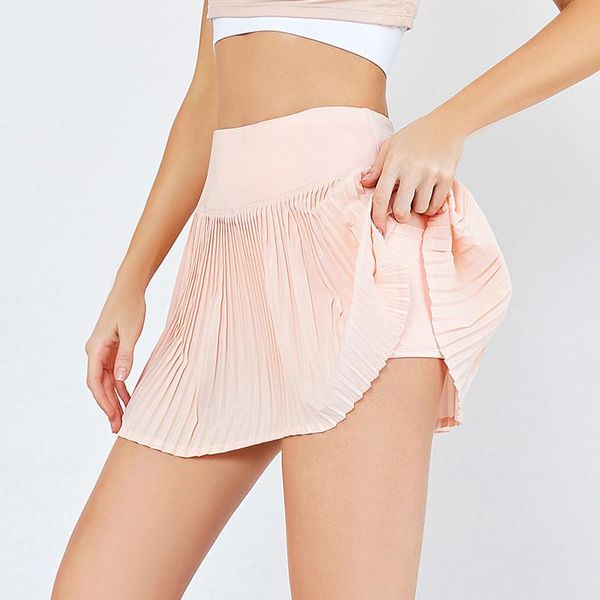 

yoga outfit summer women fitness sports short skirt running shorts breathable anti exposure pleated gym sportswear with lining