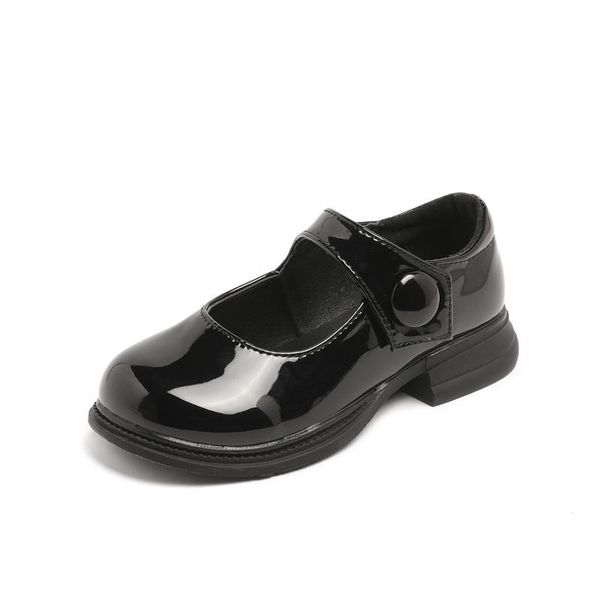 

children leather shoes new girl flats shoes girls princess 2021 fashion student party casual e683, Black;grey