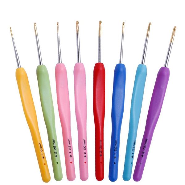 

8pcs/set multicolor plastic handle aluminum crochet hooks knitting needle set 1mm-2.75mm yarn sweater weave craft tools, Black