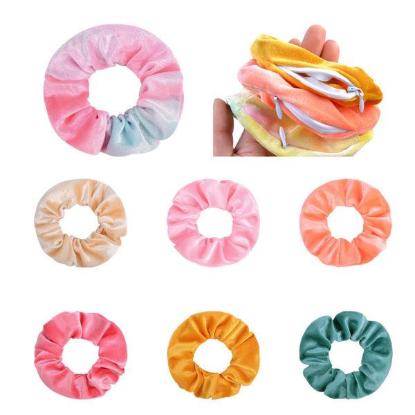 

korean styles ins girls plush large intestine headbands hair ties girls headbands hair scrunchies ring with zip solid color headdress g22404, Slivery;white