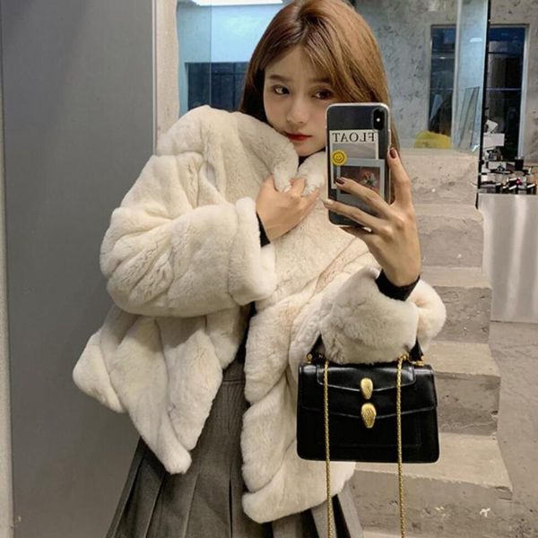 

women's wool & blends fashionable fur coat female temperament young style, Black