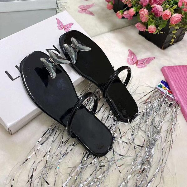 

slippers women clip toe summer sandals butterfly ladies flats fashion slides beach outdoor woman casual flip flop 2021, Black