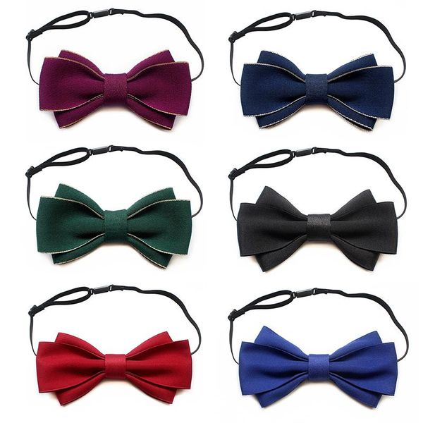 

bow ties fashion ribbon tie solid luxury wedding adjustable bowties formal party handmade necktie for women bowtie butterfly, Black;gray
