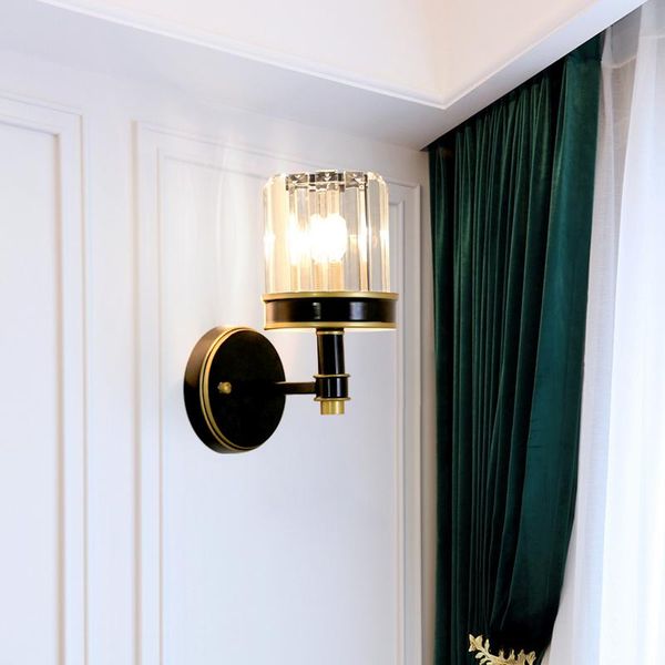 

wall lamp american retro black metal led scones e14 living room lustre crystal lamparas fixtures lighting luminarias