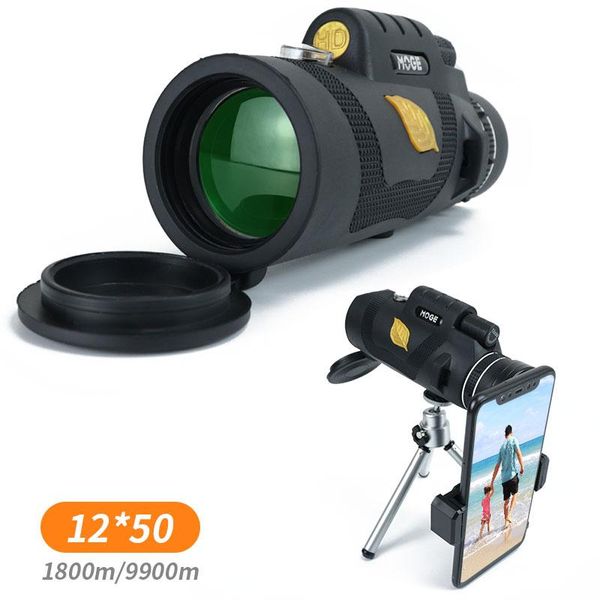 

telescope & binoculars powerful monocular pocket professional 12x50 with tripod smartphone holder long view hiking camping tourism spyglass