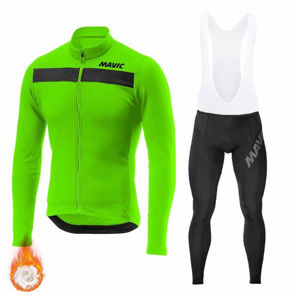 

racing sets 2022 winter cycling clothes long sleeve jersey set thermal fleece mtb bicycle clothing men bike uniform suit, Black;blue