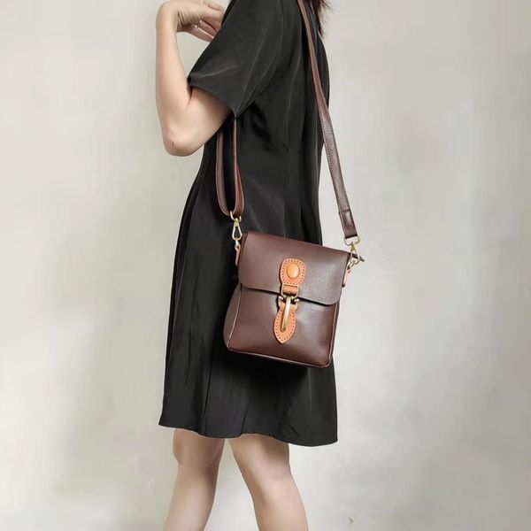 

designer s leather messenger bag retro hand pure copper hardware high end original design leisure soft layer leatherluxury bag