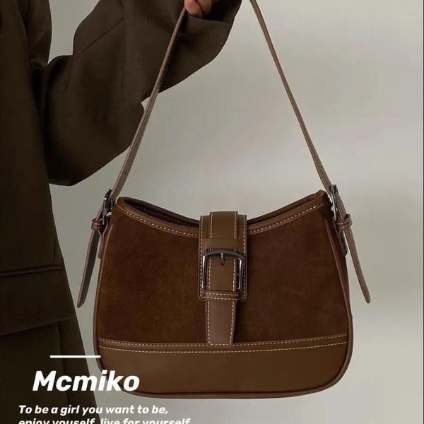 

shoulder bags women vintage armpit handbags and purses brown contrast color leather messenger luxury designer crossbody totes