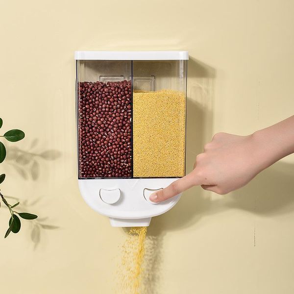 

storage bottles & jars kitchen transparent sealed tank grain wall mounted rack moisture proof pressing