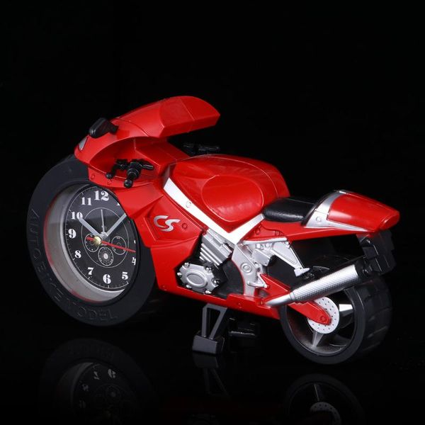 

wall clocks cartoon alarm clock motorcycle model unique gift for motor lovers kids without batteries (red)