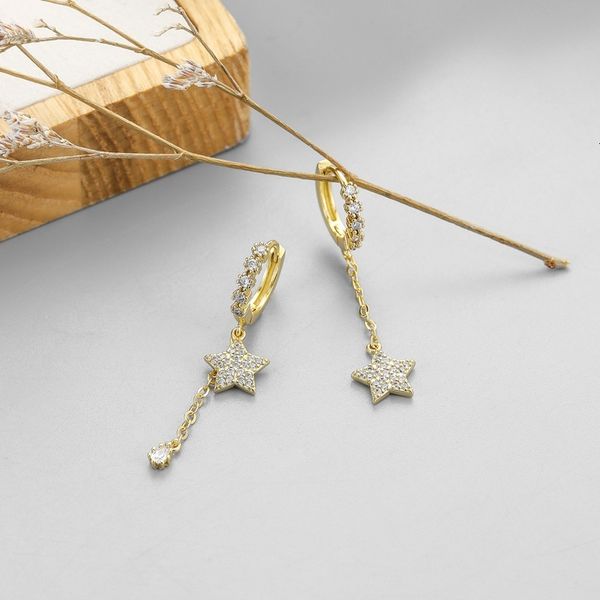 

s925 silver needle japanese and korean fashion earrings female east gate exquisite star drop asymmetric