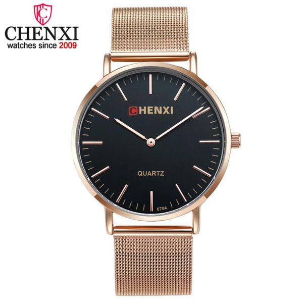 

wristwatches brand chenxi luxury quartz watch men casual rose gold japan quartz-watch face ultra thin clock male gift clocks relogio, Slivery;brown
