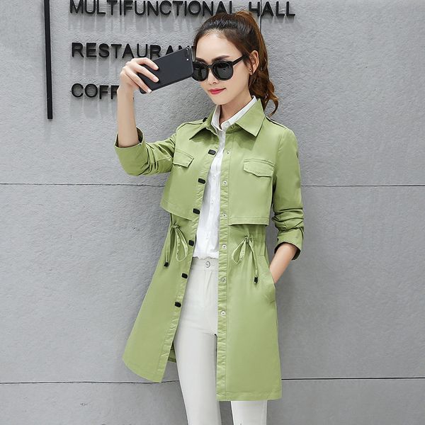

2021 new trench spring autumn coat women's windbreaker single breasted slim outwear pink ladies coats casaco feminino wx01 iytb, Tan;black
