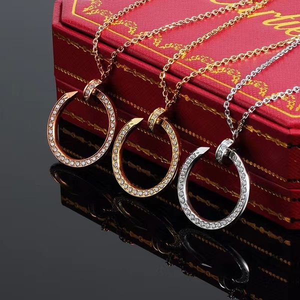 

fashion jewelry necklaces pendants chain choker charm diamond-studded couple gifts designer quality bulk wholesale locket pendant necklace s, Silver