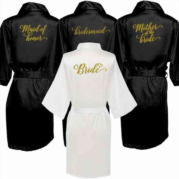 

black robe short bride women sleepwear bridesmaid kimono robes wedding party sister of the mother, Black;red