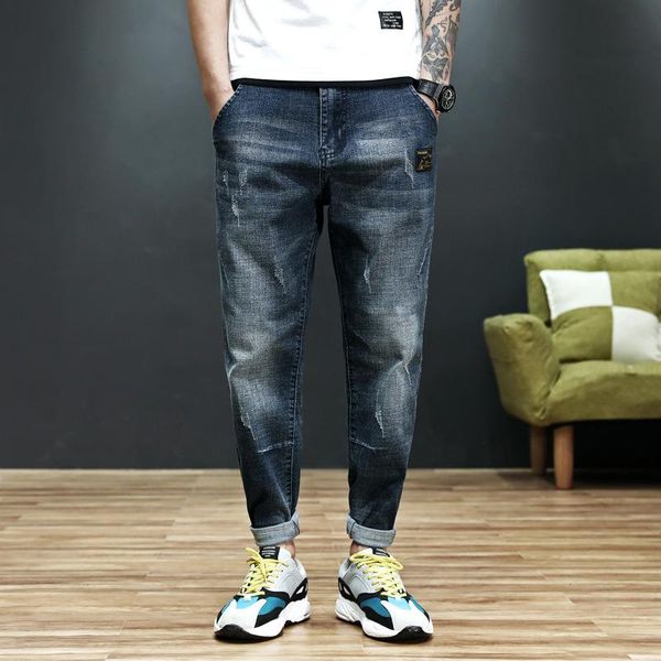 

men's jeans 2021 fashion long pants loose large autumn small feet blue harlan hong kong style brand wear