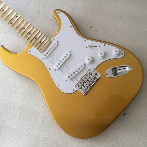 

st electric guitar cream yellow color maple fingerboard chrome hardware guitarar