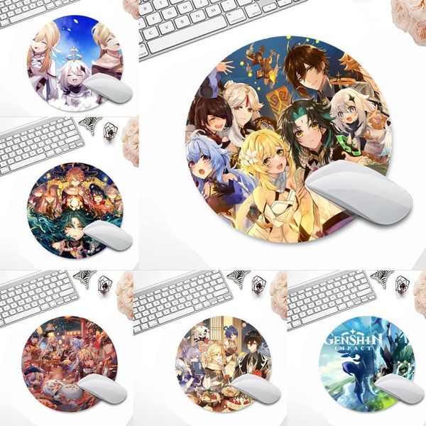

mouse pads & wrist rests genshin impact anime durable rubber mat pad table protect game office work round xl non-slip lapcushion