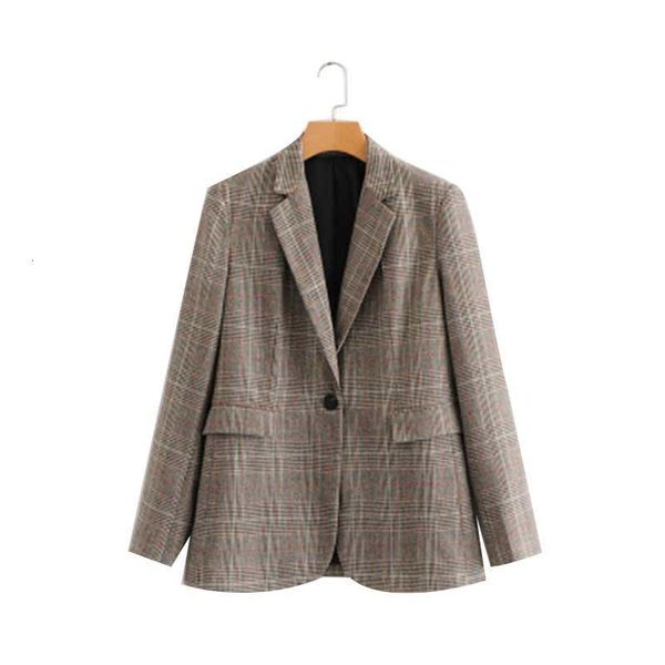 

liva girl women plaid blazer autumn spring 2021 long sleeve single breasted coat jacket office lady casual outerwear, White;black