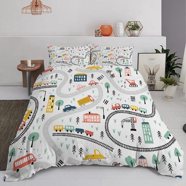 

bedding sets cartoon boys set game car track pattern duvet cover children birthday gift au/eu single students bedclothes for kids