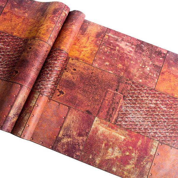 

wallpapers 10m x 0.53m pvc nostalgic retro tinplate industrial style wallpaper for bedroom living room office kitchen wall papers home de