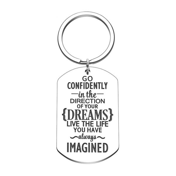 

car keychain for women men engraved charm key ring pendant go confidently graduation birthday gifts for her himdio chan contact, Slivery;golden