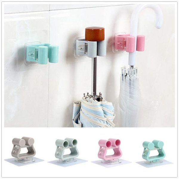 

mop umbrella brush broom hanger storage rack dual rack kitchen tool for home wall mounted organizer holder self adhesive #50g