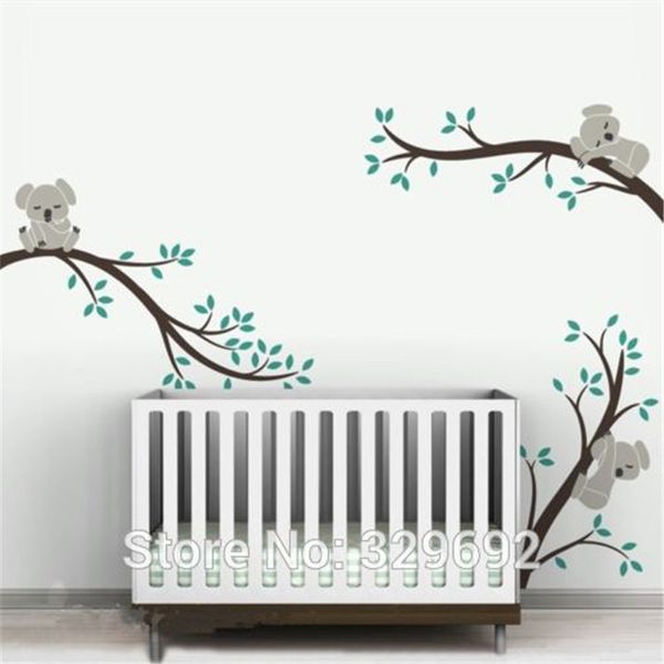 Grandi dimensioni Rami di un albero di koala Decalcomanie fai da te Adesivo Nursery Vinili Adesivi per bambini Wall Art per camerette tx-303 210308