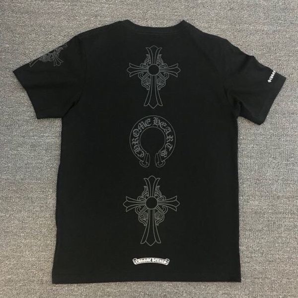 

chao brand ch dark double cross print round neck pullover men's and women's half t-shirt short sleeve vitality, White;black