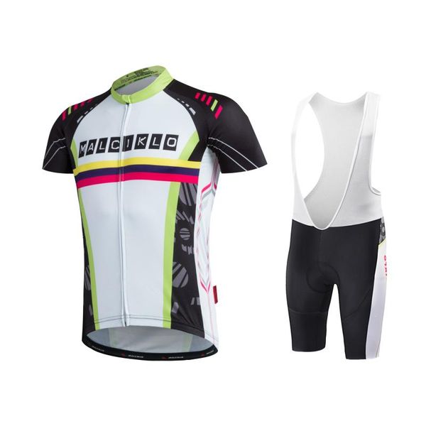 

racing sets malciklo men's cycling wear sunscreen white quick-drying mountain bike short sleeve matching black strap shorts 3d pad, Black;blue