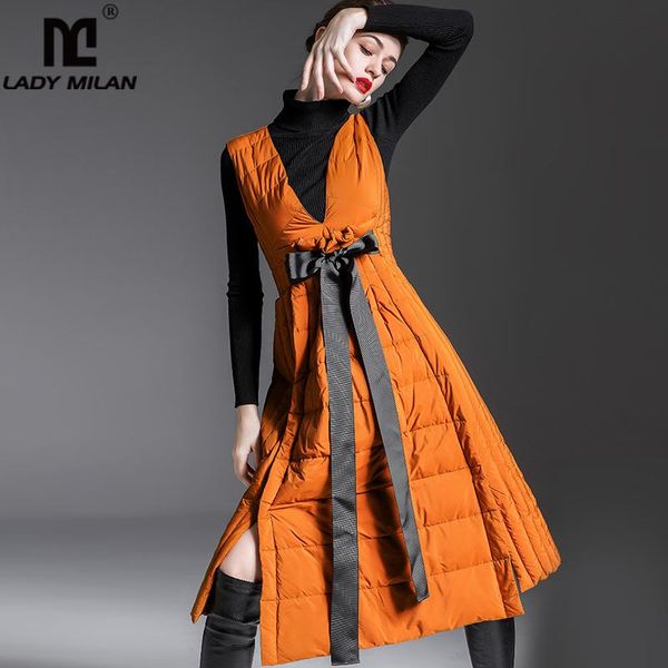 

casual dresses women's down v neck sleeveless white duck bow detailing a line fashion vestidos winter, Black;gray