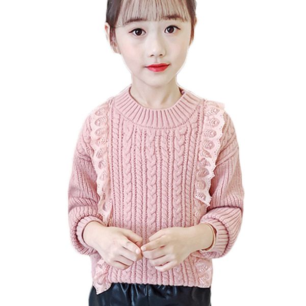 

2021 new children's for girls knitted or crocheted long sleeve lace flower sweater of baby princess 4 5 6 8 9 10 11 ny4u, Blue