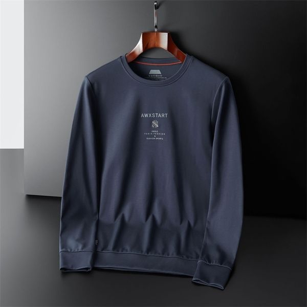 

2021spring men's sports casual wear autumn round neck sweater pullover large long sleeve t-shirt 20106, Black