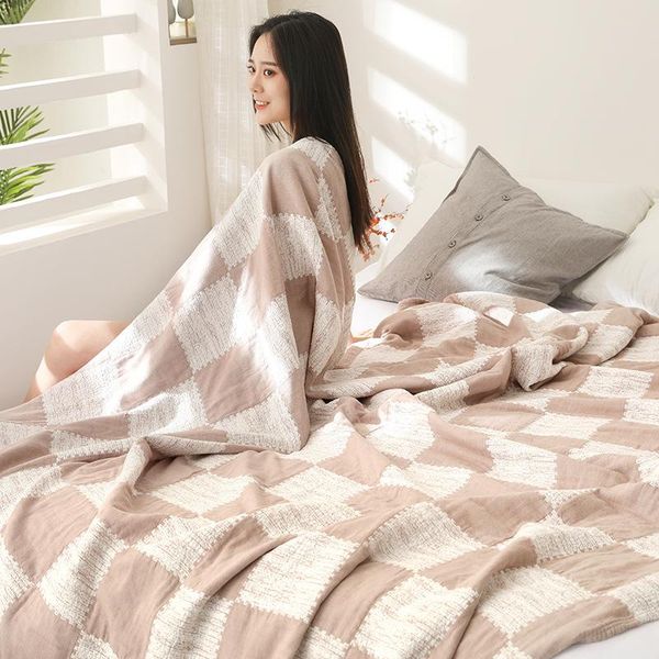 

comforters & sets summer cotton plaid blanket bed cover towel quilt gauze bedspread sheet baby throw for sofa office bedding