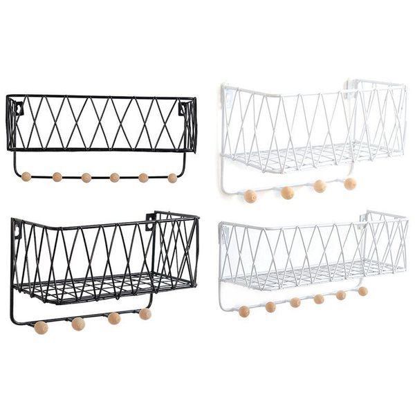 

creative simple nordic wrought iron grid wall shelf ornaments home wall hook mounted storage rack decoration housekeeper