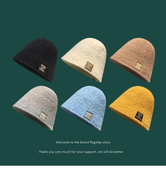 

thick cashmere bucket hat women winter autumn warm face-covering fishman hat korea style soft big wide visor vintage, Blue;gray