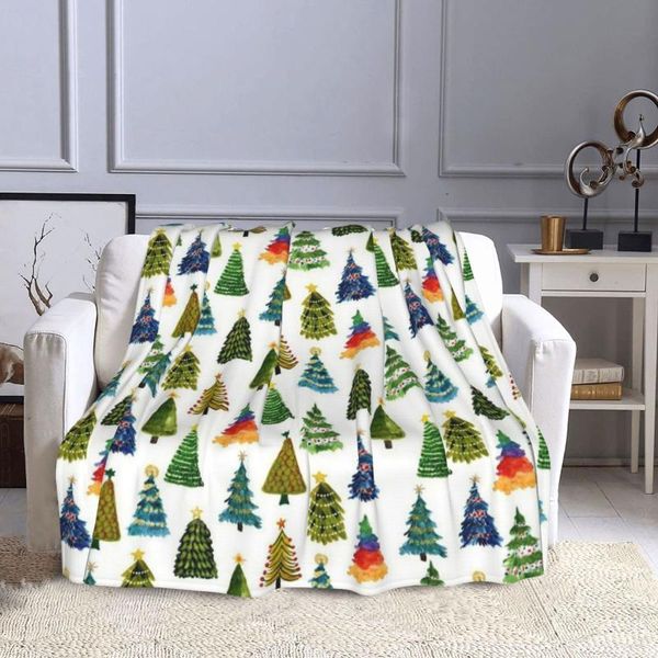 

blankets festive christmas trees pattern lightweight blanket for home decor, bed, sofa, black, 50"x40"