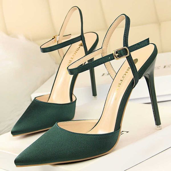 

classic luxury designer shoes women pumps high heels pointed toe stiletto 2022 summer sandals silk ladies 8 colour paris wholesale, Black