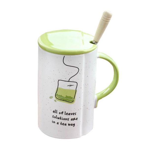 

mugs 350ml cartoon coffee mug creative straight ceramic cup korean style cover office spoon milk breakfast giftcute