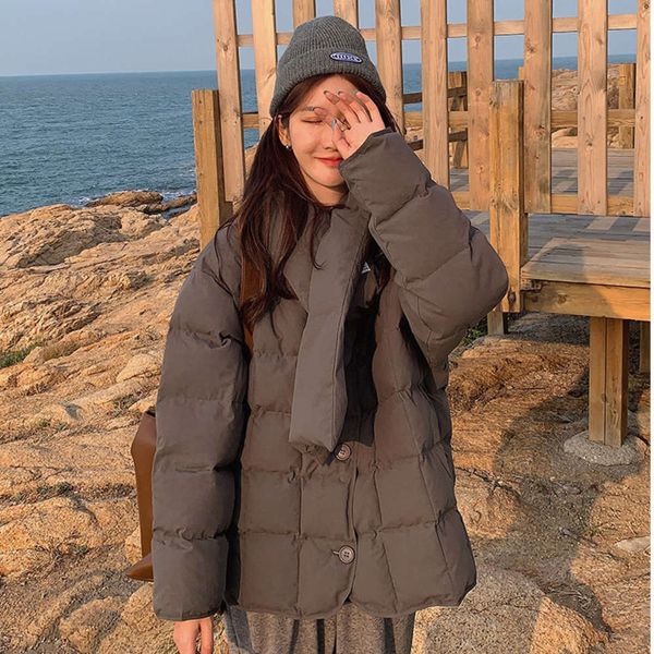 

cotton padded clothing 2020 new women's winter versatile scarf can be disassembled and worn on both sides, Black