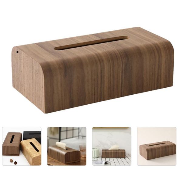 

tissue boxes & napkins 1pc wooden box creative practical tableholder (brown)
