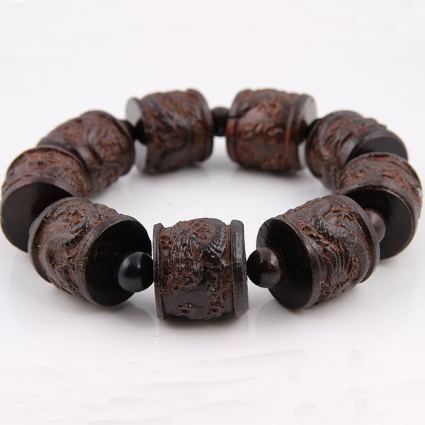 Venda por atacado ouro phoebe sombrio madeira pulseiras National Wooden Beads Bracelete Jóias Buddhism Madeira Escultura Pulseira Buda Head Lotus