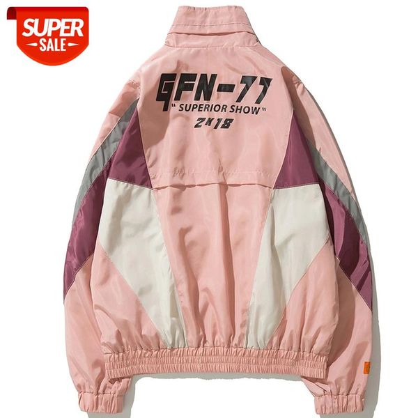 

Hip Hop Windbreaker Overcoats Men Jackets 2018 Vintage Color Block Windbreaker Zip Up Casual Streetwear Jacket NC14 #5B17, Black;brown
